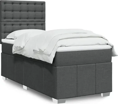 Produktbild von Schlichtes Boxspringbett mit Matratze - Dunkelgrau 100x200 cm Stoff Design Klassische Betten 5416292