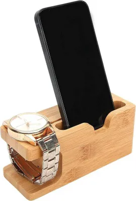 Obrázek produktu pro Dřevěná nabíjecí stanice pro mobilní telefon a hodinky – organizér do kanceláře