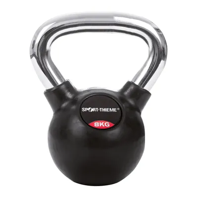 Produktbild von Sport-Thieme Kettlebell "Gummiert mit glattem Chrom-Griff", 8 kg
