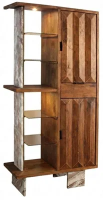 Produktbild von MARBLE Schrank 2 Türen/1 Schubl./4 Glasböden/Marmor/Licht