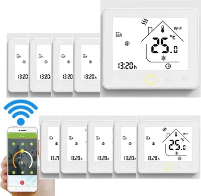 Produktbild von 10X Wifi Smart Thermostat Wassererwärmung Raumthermostate Temperaturregler APP Control 5A Kompatibel mit Alexa / Google Home Fussbodenheizung für zu Hause - Weiss Wandthermostat Wandheizung