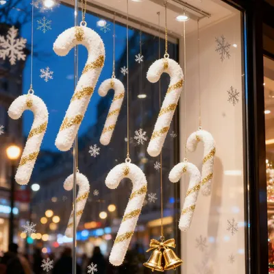 Productafbeelding van Suikerstokjes als kerstversiering - 10 stuks - Wit