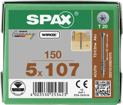 Productafbeelding van SPAX® 0251010501075 SPAX® Universalschrauben T20 Tellerkopf WIROX 0251010501075 5 mm x 107 mm, 150 St.