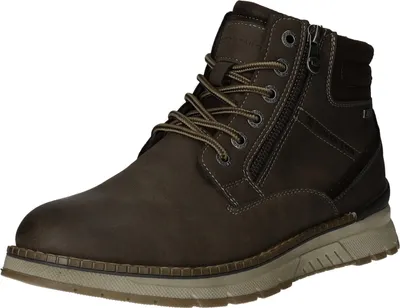 A single brown boot is shown against a white background.