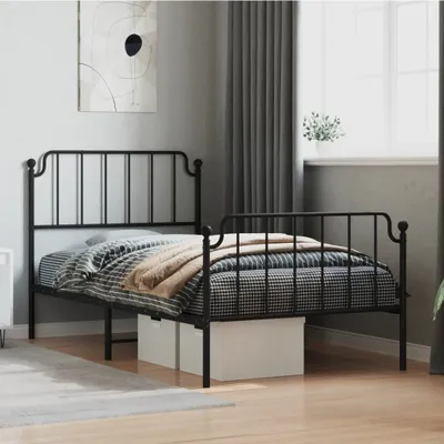 Produktbild von Möbel Bettgestell mit Kopf- und Fußteil Metall Schwarz 100x200 cm - Klassische Betten 373900