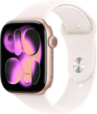 Produktbild von Apple Watch Series 11 GPS 46mm Aluminium Roségold mit Sportarmband Pale Pink M/L