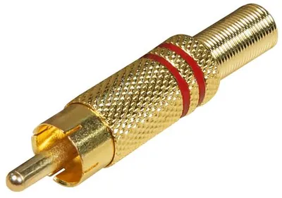 Zdjęcie produktu dla Wtyk RCA metalowy, pozłacany, 6 mm, czerwony