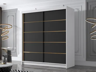 Obrázek produktu pro Velká šatní skříň 180 cm UVALDE - bílá / černá