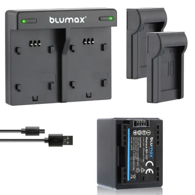 Produktbild von 1x Akku + Lader für Canon BP-727  BP-745  BP-718 BP-709 - 2700 mAh (3,6V)
