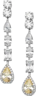Produktbild von Atemberaubende 925 Sterling Silber (Rhodiniert) Damen - Paar Ohrringe mit Zirkonia, , - 46mm*8mm, 6 Gramm; TRS22861