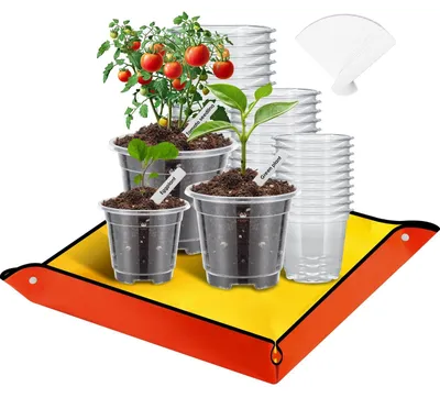 Obrázok produktu pre Omgoods – 30 kusov kvetináčov s vnútornou vložkou – 9 cm, 10,2 cm, 12,7 cm – priehľadné sadeniace kvetináče
