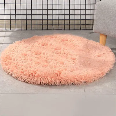 Obrázok produktu pre Podložka pre psa, peliešok pre domáce zvieratá, umývateľná, plyšová, oranžová, priemer 60 cm