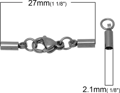 Produktbild von 1 Set Edelstahl Endkappen f. 2mm, m. Karabiner