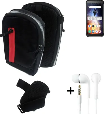 Produktbild von K-S-Trade Outdoor Gürteltasche Holster Umhängetasche + Kopfhörer kompatibel mit Blackview BV6600E schwarz Handy Tasche Case travelbag Schutzhülle