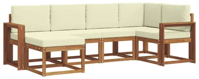 Produktbild von vidaXL Outdoor-Sofagarnitur 6 stk. Natur und Creme