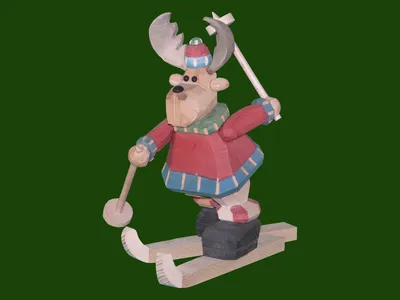 Produktbild von Räucherfigur Elch Langläufer geschnitzt Höhe 22cm NEU