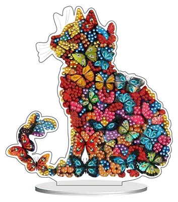 Productafbeelding van 5D Diamantverfset, Vlinderkat, Tafeldecoratie, knutselset voor volwassenen en kinderen