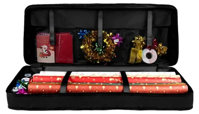 Produktbild von Aufbewahrungstasche für Geschenkpapier mit Fächern 82x34x13cm aus wasserdichtem 600D Oxford-Gewebe