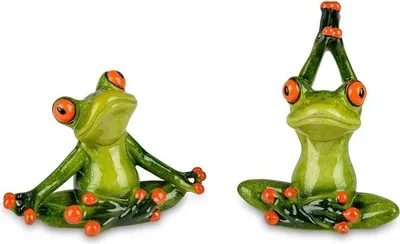 Immagine prodotto di Formano set di 2 rane divertenti coppia di rane figura yoga poly 11 cm
