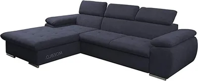 Produktbild von Ecksofa mit Schlaffunktion und Bettkasten, Couch für Wohnzimmer, Schlafsofa Sofagarnitur Sofa Eckcouch L-Form Wohnlandschaft mit Bettfunktion NILUX (Eckosfa NILUX Anthrazit) 284 x 196 x 78 cm, Links Ottomane