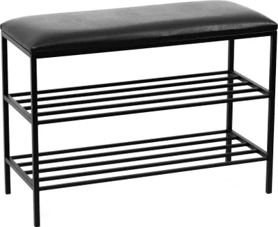 Produktbild von FRAMADO Schuhschrank mit Sitz Schuhregal Schwarz, polsterung Schwarz