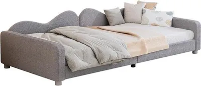 Produktbild von Kinderbett - Slaapbank - 90 x 200 cm - Gestoffert - Zachte - Grau