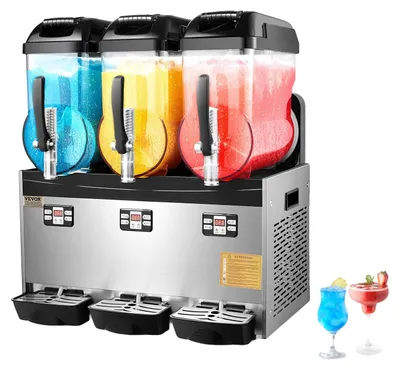 Image de VEVOR machine à glace slush commerciale 12 L x 3 machine à triple réservoir pour boissons congelées, 144 tasses machine à glace slush en acier inoxydable avec clavier Softeis Maker