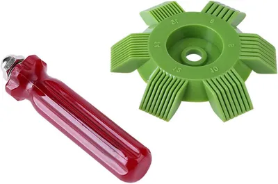 Productafbeelding van Condensator Lamellenkam - Airco Reparatie Gereedschap - Auto Airco Onderhoud - Verstelbare Lamellenafstand - 81 mm Diameter - Groen Rood