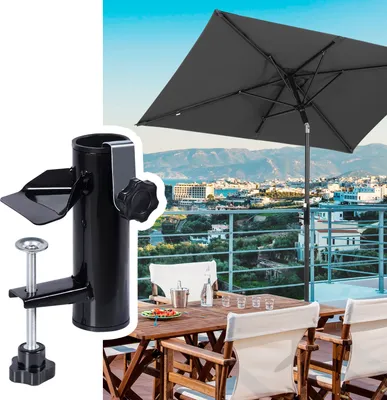 Produktbild von Sekey Sonnenschirm Balkon Rechteckig 200×125 cmGartenschirm mit Balkongeländer UV50+ Kippbar Outdoor-Schirm für Balkon Terrasse, Grau