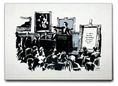 Image de Giallobus - Imbéciles - Banksy - 70L x 50l cm - Tableau - Toile à cadre standard