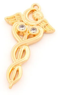 Produktbild von Vintageparts Anhänger Hermesstab Messing 18K Goldbeschichtung