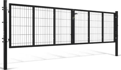 Produktbild von Faziango Doppelflügeltor Einfahrtstor Gartentor Tore Hoftor verzinkt 350cm x 100cm Doppelflügel - inkl. Schloss, Schlüsseln Gartenpforte Zauntor Anthrazit