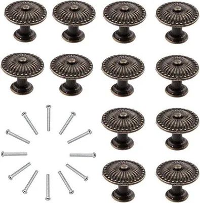 Productafbeelding van Famanu Vintage kastknopen - 12 stuks, inclusief schroeven