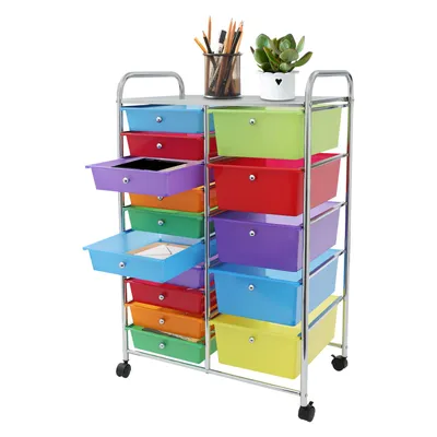 Zdjęcie produktu dla Wózek z 15 szufladami 63*38*96 cm Wózek do serwowania do kuchni biurowej Kolorowy