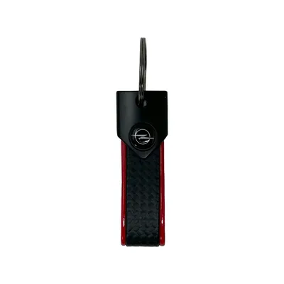 Image de Porte-clés pour voiture Opel, fermeture par anneau, 90 x 20 mm, rouge, logo noir