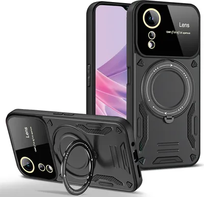 Produktbild von Rüstung Handyhülle für OPPO A78 5G/ A58 5G Dual-Layer Ringhalter Ständer Hülle Schwarz