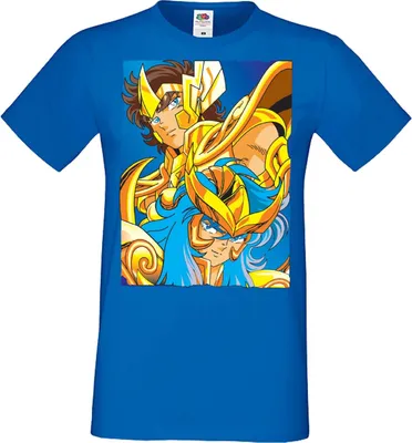 Zdjęcie produktu dla Męska Koszulka Manga Anime Saint Anime Seiya Knights Of The Zodiac Saint Anime Seiya Knights Of The Zodiac, Man 2XL / Niebieski