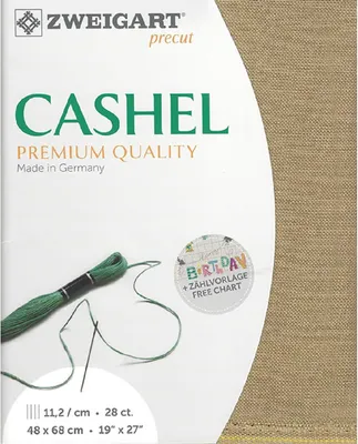 Immagine prodotto di Tessuto Evenweave CASHEL Zweigart Precut 28 ct. 3281 colore 326 lino scuro, tessuto da ricamo 100% lino 48x68 cm