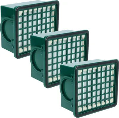 Produktbild von vhbw 3 Staubsaugerfilter kompatibel mit Vorwerk Kobold VK131, VK130, 131 SC, 131, 130, VK131 SC Staubsauger - HEPA-Filter Grün Weiß