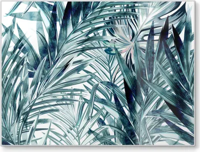 Produktbild von DEQORI Schneidebrett Glas 40x30 cm 'Palmenflüstern' Schneideplatte Servierplatte groß