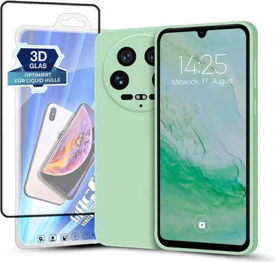 Produktbild von Hülle für Xiaomi 14 Ultra mit 9H Displayglas Displayschutz Plus Case Cover Bumper Silikon Softgrip Schutzhülle Farbe: Türkis