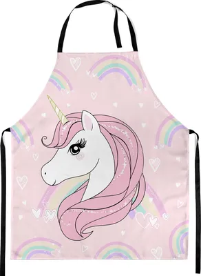 Produktbild von Kinderschürze, Kind Malschürze, Kunstkittel, Kochschürze, Apron, Werkschürze, Fullprint Motiv Unicorn Regenbogen [074]