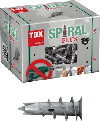 Image de Chevilles Gibskarton Spiral Plus jusqu'à 20 Kg de résistance de Tox Chevilles 50 pièces