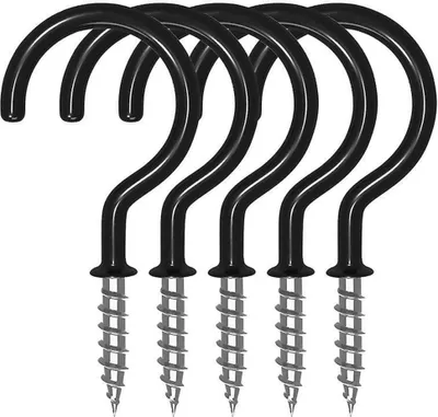 Produktbild von 2-Zoll Einschraubhaken, schwarze Deckenhaken für Bad, Küche und Wandbefestigung