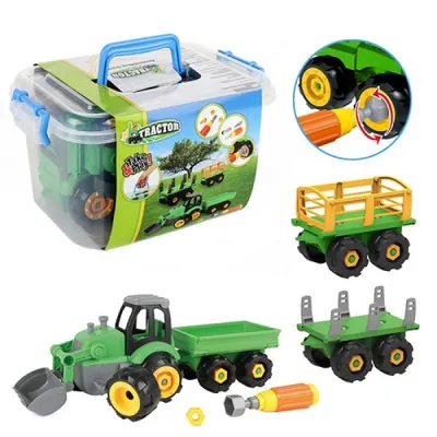 Produktbild von Toi-toys Traktor mit Anhänger Diy Grün - 45 cm