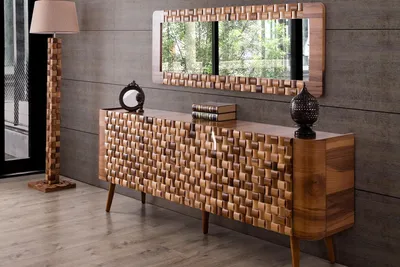 Produktbild von Kommoden Set italienischer Stil Möbel Holz Kommode Spiegel Sideboard Schrank 2er