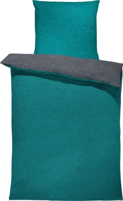 Produktbild von Winter Bettwäsche Biber Meliert Baumwolle Flanell Kuschelig Flauschig Warm Weich Modern, Größe:2 teilig 135x200 cm, Farbe:petrol / anthrazit