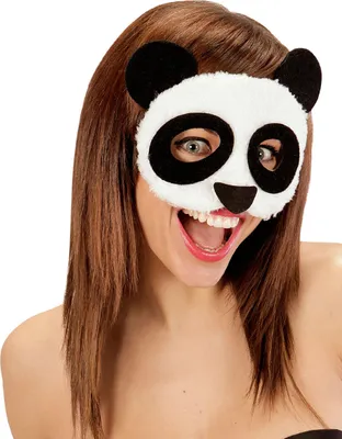 Image de Masque pour les yeux de panda en peluche Noir / Blanc pour femmes et hommes