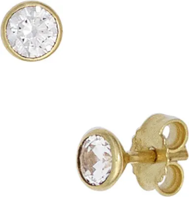 Produktbild von JOBO Ohrstecker rund 333 Gold Gelbgold 2 Zirkonia Ohrringe