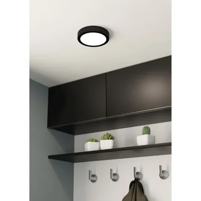 Produktbild von Eglo LED Deckenleuchte Aufbaupanel Fueva 5 Schwarz Ø16cm 11W 1350lm Warmweiß 3000K